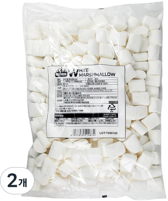 화이트메가 베이킹용 마쉬멜로우, 2개, 1kg