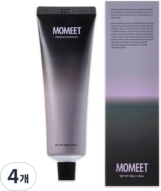 모밋 입냄새 제거 치약 불소 천연 계면활성제, 100g, 4개 - 쿠팡