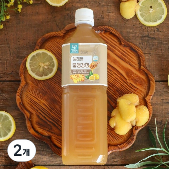 무설탕 레몬 꿀 생강청 생강차 생강즙, 2개, 1L