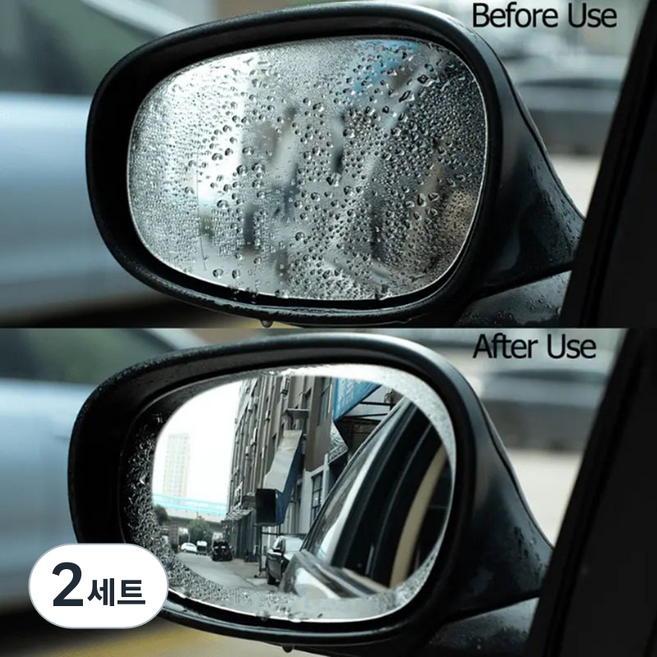 COVERONE 차량 사이드미러 방수필름 김서림방지 필름 2p 세트, 2세트