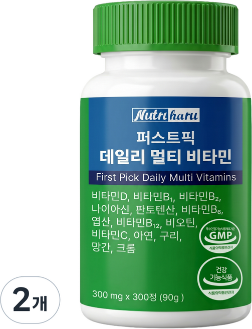 뉴트리하루 퍼스트픽 데일리 멀티비타민 14in1 올인원 영양제 식약청 인증, 2개, 300정