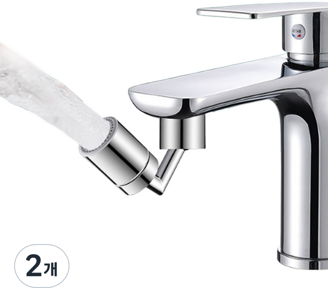 욕실낭만 720도 회전 워터탭 각도조절 수도꼭지 연장탭, 2개