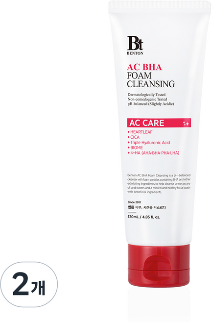 [벤튼] AC 바하 여드름 폼 클렌징, 120ml, 2개
