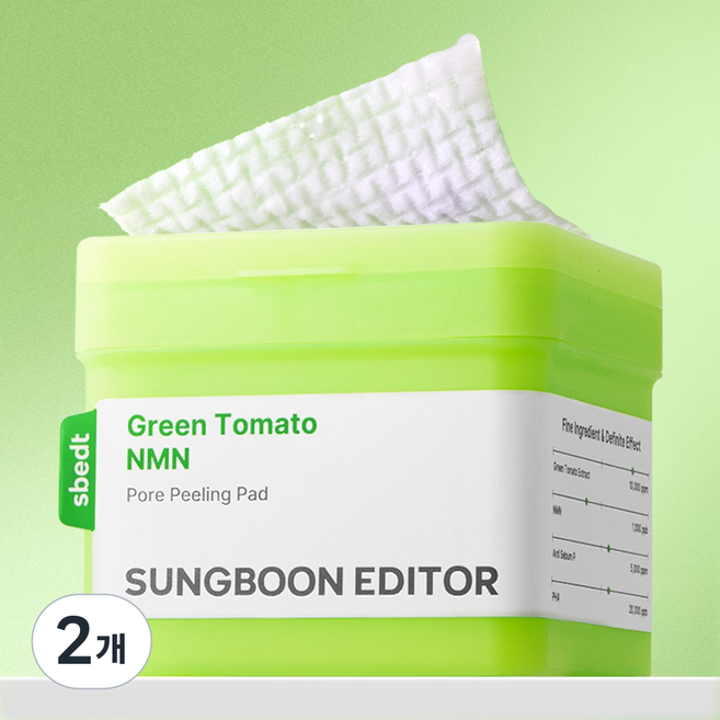 성분에디터 그린토마토 저자극 필링 각질제거 NMN 양면 패드 60매입, 2개