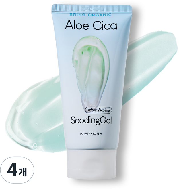 브링오가닉 알로에 시카 수딩젤 애프터 왁싱 후 관리 인그로운 헤어 케어 제거 브라질리언 다리 제모 면도, 150ml, 4개