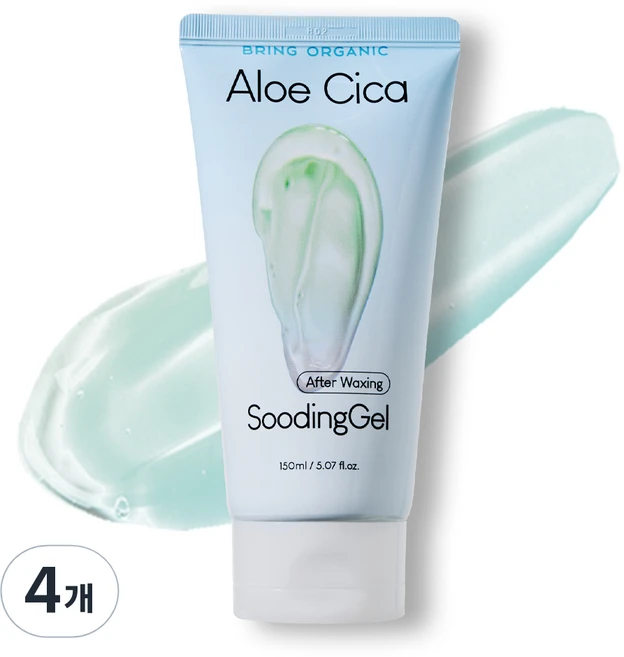 브링오가닉 알로에 시카 수딩젤 애프터 왁싱 후 관리 인그로운 헤어 케어 제거 브라질리언 다리 제모 면도, 150ml, 4개 - 쿠팡