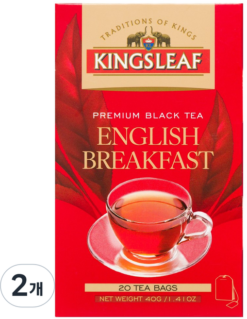 킹스리프 나만의 작은 왕국 프리미엄 홍차 잉글리쉬 블랙퍼스트, 2개, 20개입, 2g