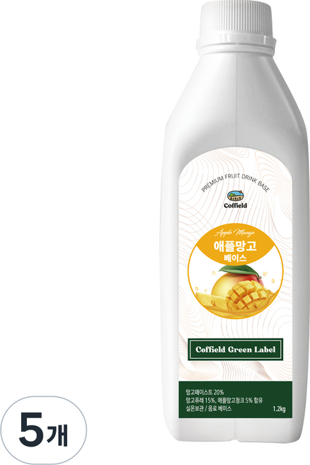 커필드 애플망고 음료 베이스, 1.2kg, 5개