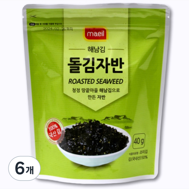 매일푸드 해남김 돌김자반, 6개, 40g