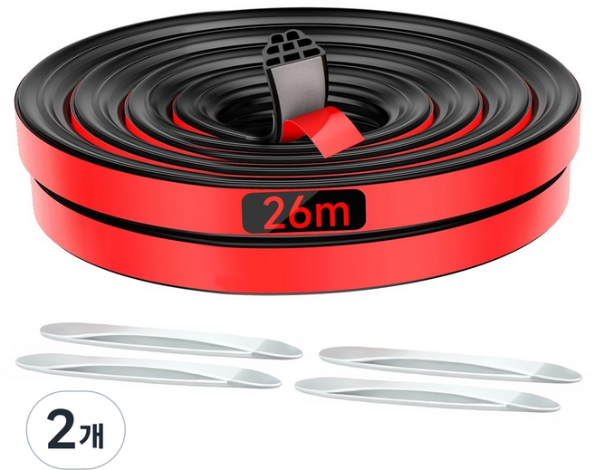 불스투 자동차 풍절음차단 고무 몰딩 도어가드, 2개, 블랙