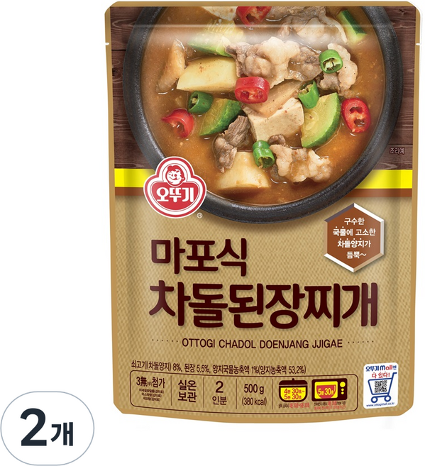 오뚜기 마포식 차돌된장찌개, 500g, 2개