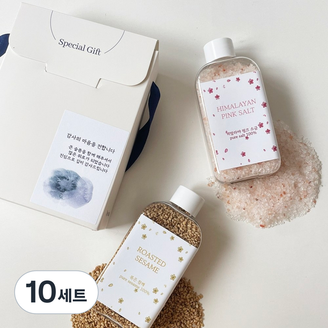 례답 조문 답례품 장례 소금, 10세트, 화이트블루