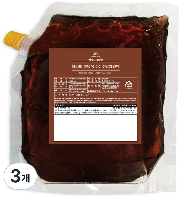 양원프레쉬 더와이 초당옥수수 수염차원액(리필용), 3개, 1L