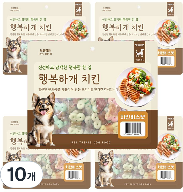 펫트리츠 강아지 행복하개 육포, 치킨비스켓, 300g, 5개