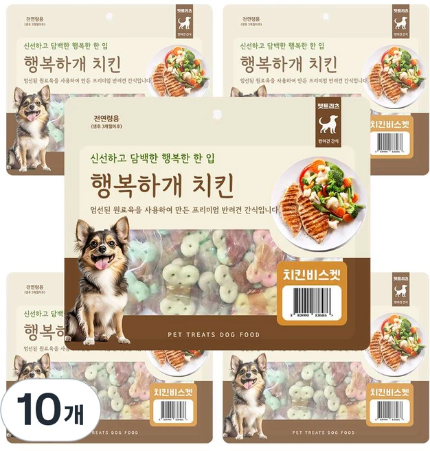 펫트리츠 강아지 행복하개 육포, 치킨비스켓, 300g, 5개 - 쿠팡