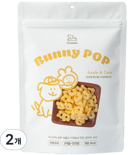 날씬한 강아지 간식 바니팝 딸기맛, 혼합맛(사과/옥수수), 50g, 2개