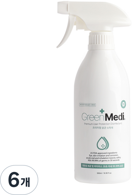 그린메디 고수준 뿌리는 살균소독제, 6개, 500ml