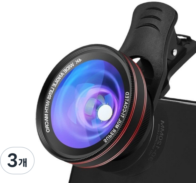 스마트폰 초광각 접사 렌즈 스마트폰 와이드 넓은시야 촬영, 3개, 블랙
