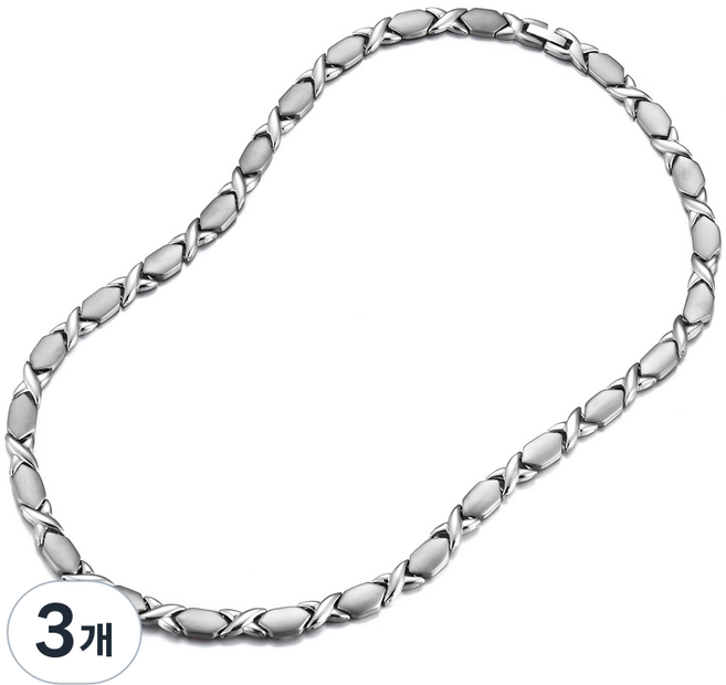 선호그룹 자석목걸이 일본 자석 티타늄 게르마늄 건강 남자 남녀공용 목걸이 스포츠 자기장, 실버, 3개