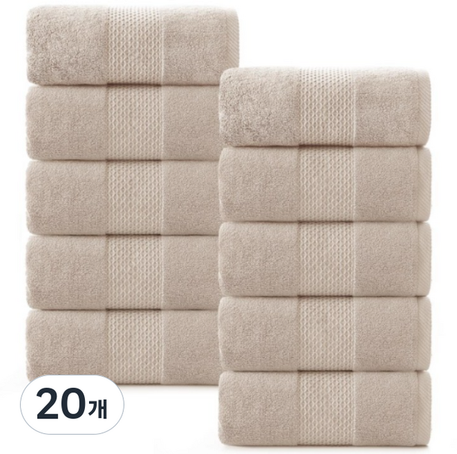 록신 명품 호텔수건 코마사 부드러운 고퀄리티 수건 540GSM 40수 10종세트 호텔 수건 40수, 20개, 소프트브라운
