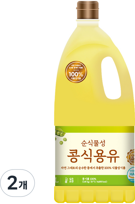 위드쿡 순식물성 콩식용유, 2개, 1.8L