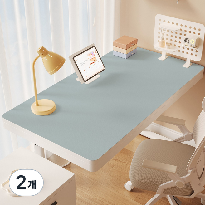 깔끔한 미끄럼 방지 책상 매트 수상스키 학생 책상 매트 사무실 책상 보호대 다용도, 2개, 라아트 블루(120*60)