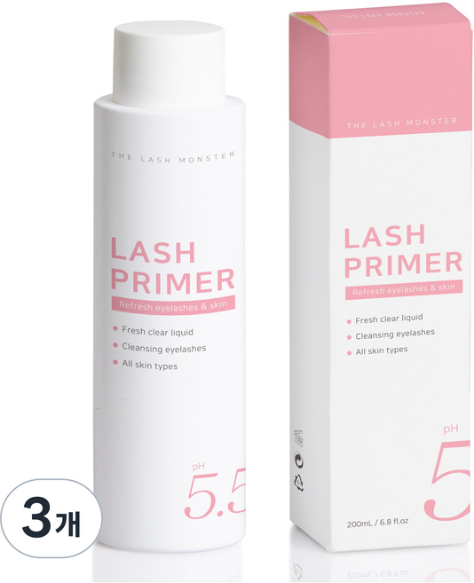 래쉬몬스터 약산성 프라이머 5.5 속눈썹 대용량 클렌져 200ml, 3개