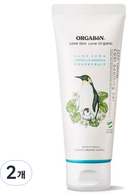 오가본 씨앗품은 유기농 시원 수딩젤 세트, 150ml, 2개