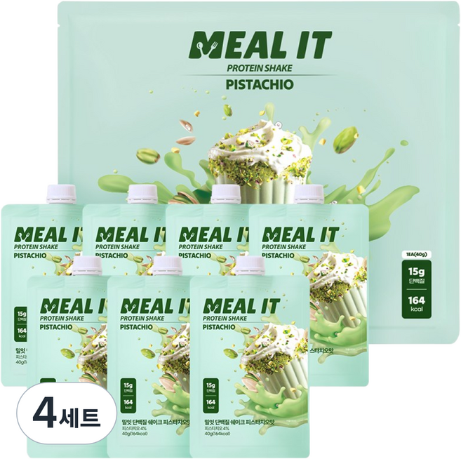 밀잇 식단관리 포켓형 단백질 쉐이크 피스타치오맛, 280g, 4세트