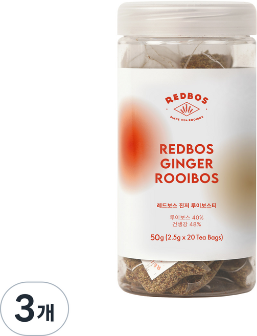 레드보스 진저 블렌딩 루이보스 티 생강차, 3개, 20개입, 2.5g