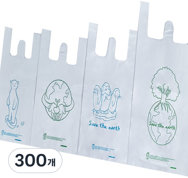 친환경 생분해 비닐봉투 썩는 비닐봉지, 300개, 5L