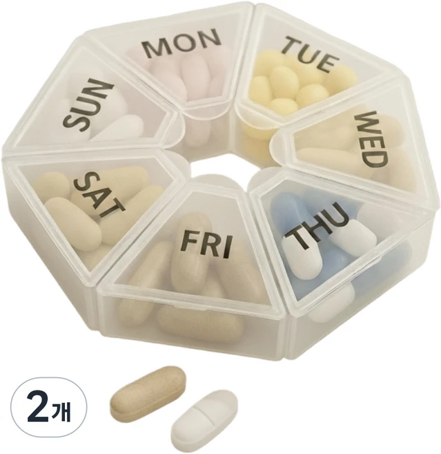 지니밸리 휴대용 알약 케이스 약통 케이스, 레인보우A형, 2개 - 쿠팡