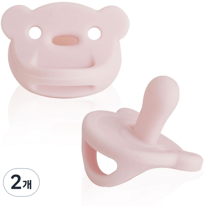 베로로 올실리콘 쪽쪽이 (케이스포함), 곰쪽이, 핑크, 2개