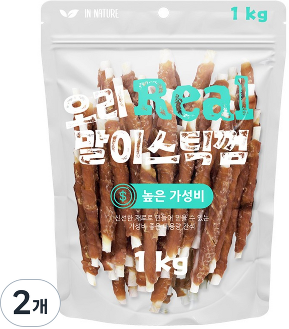 인네이처 리얼 오리말이 스틱껌, 1kg, 2개, 오리