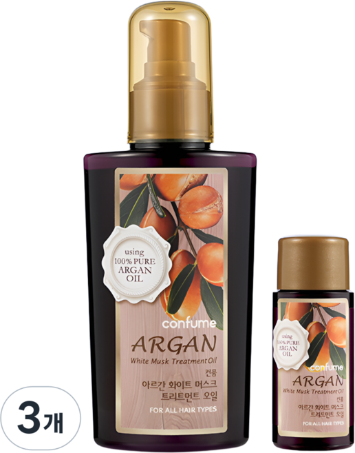 과일나라 컨퓸 아르간 화이트머스크 트리트먼트 에센스 헤어오일 120ml +25ml, 3개