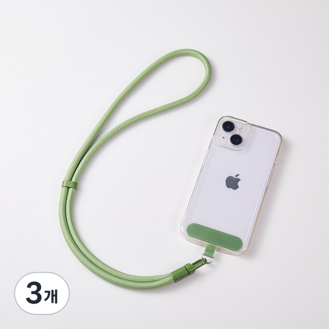 생활연구소 핸드폰 목걸이 스트랩 도난 방지 M, 3개, 그린