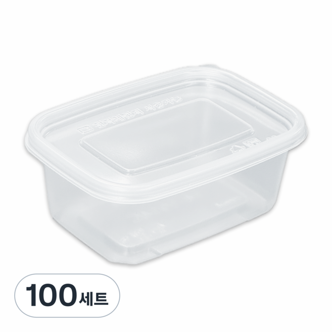 버디팩 PP내열 투명 밀폐 사각 미니 죽용기 400ml, 100세트, 1개
