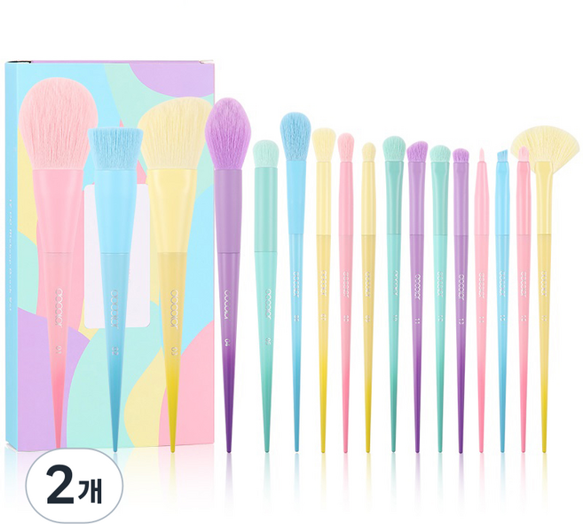 Docolor 풀 메이크업 브러쉬 세트 카부키 파운데이션 블러셔 컨투어 컨실러 아이브로우 아이섀도우 브러쉬 초보자 추천, 2개, DO-N1713