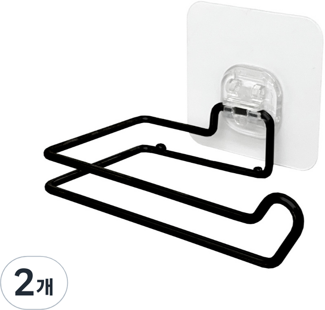 올지 무타공 휴지걸이 심플 호텔 접착식, 블랙, 2개