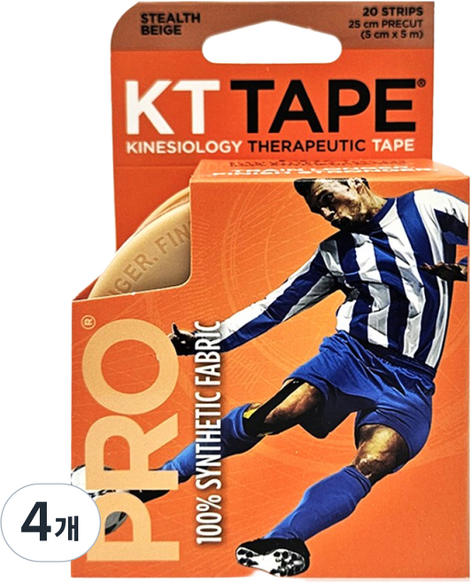 케이티 테이프 프로 스포츠 테이핑 KT TAPE 키네시올로지 손목 무릎 어깨 근육 베이지, 4개