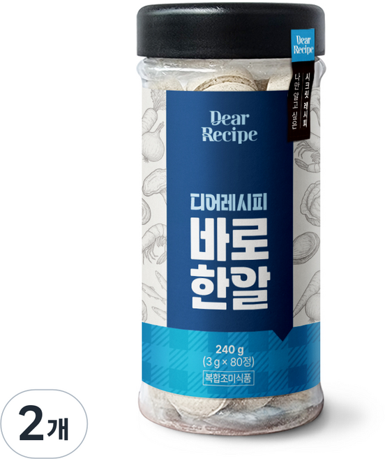 디어레시피 바로한알 코인육수 조미료 3g x 80정, 2개, 240g