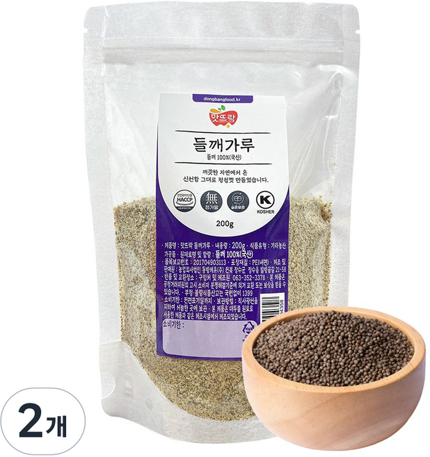 맛뜨락 껍질 벗긴 100% 국산 들깨 가루, 2개