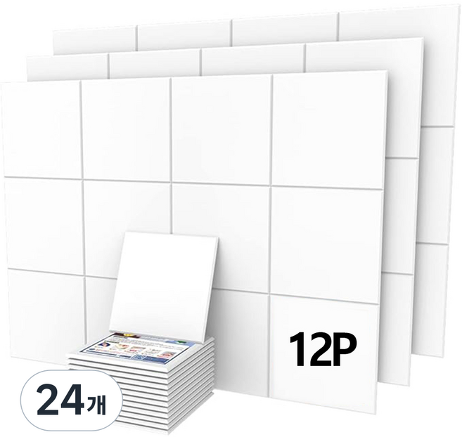 Savelio 간편설치 점착제 내장 현관문 방음 방음재 흡음재 친환경 소재 소음 차단, 01.화이트, 24개