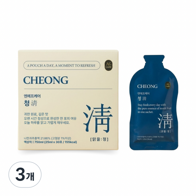 엔에프케어 청 나한과 생강 도라지 데일리 액상차 25ml 용량UP 하루 한포 편암함, 3개, 750ml