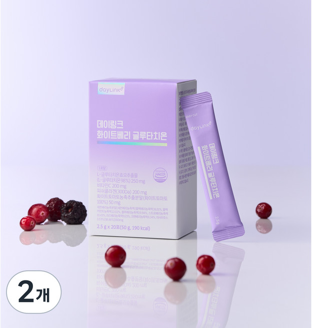 데이링크 고순도 98% 화이트베리 글루타치온 고함량 분말 스틱 20포, 50g, 2개