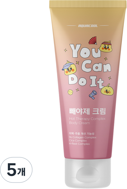 아쿠아쿨 빼야제 크림 / 셀룰라이트 인체시험 완료 바디 슬리밍 발열 주름개선 미백, 5개, 120ml