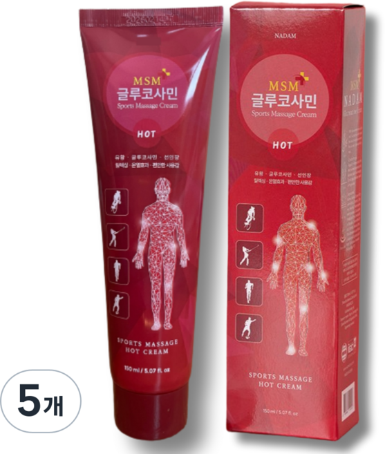 바르는 스포츠 맛사지 겔 젤 크림 핫 온열효과 MSM 글루코사민, 5개, 150ml