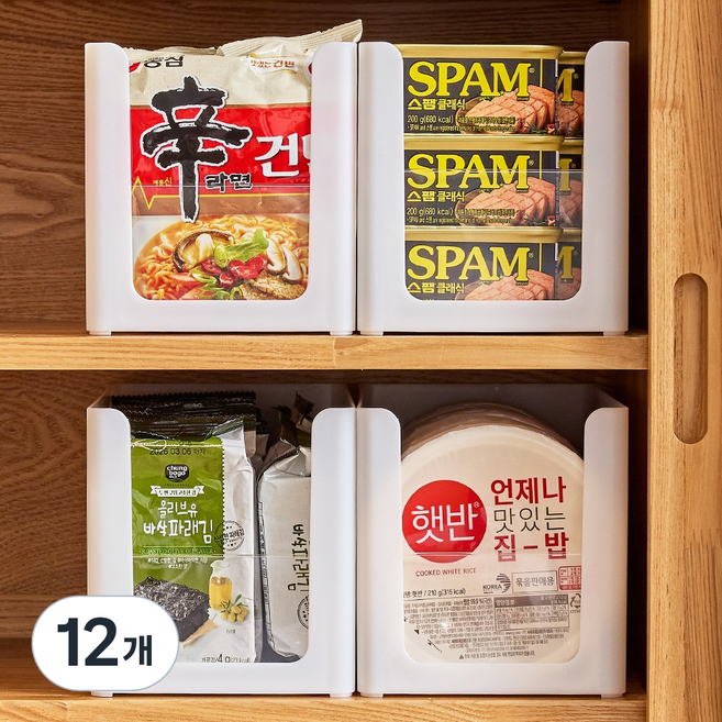 한누네 투명창 국내생산 팬트리 정리함, 12개, 화이트