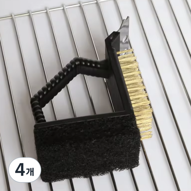 더웰 만능 바베큐 그릴 황동 철 고기판 청소솔, 4개, 블랙