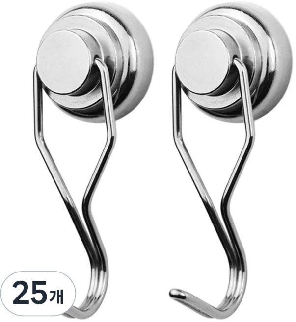 마니코 초강력 네오디움 고리자석 360도 회전형 후크 25mm, 25개